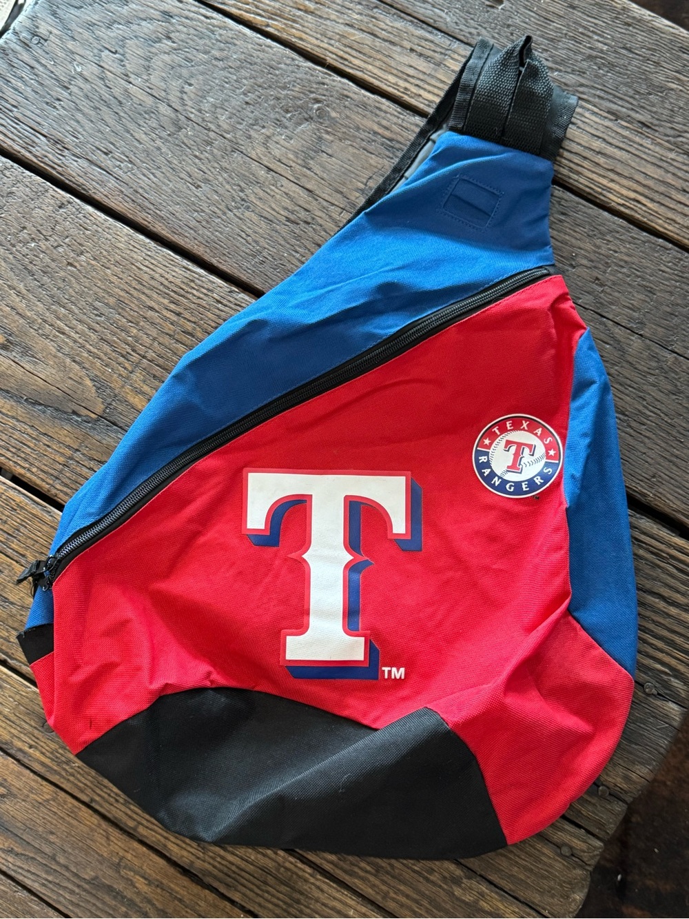 Texas Rangers Baseball Red & Blue Sling Backpack Bag - Official MLB Logo